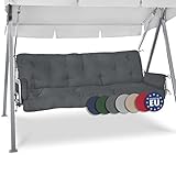 Beautissu Sitzkissen für Hollywoodschaukel 180x50x8cm Flair HS - Garten Auflage mit Zwei Kissen - Polster für Gartenbank Schaumflockenfüllung Polsterauflage Graphit Grau