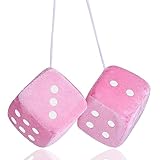 Plüschwürfel Auto Rosa EIN Paar Aufhängen Auto Deko Plüschwürfel Innenraum Rückspiegel Anhänger Fuzzy Plüsch Würfel Auto Hängendes Ornament Für Innen Würfel Autospiegel 2.75 Zoll Rosa