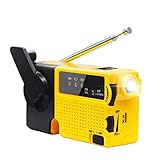Bidisky #RaG02e Notfall-Radio, Handkurbel-Radio mit LED-Taschenlampe, tragbares Mini-Radio, AM/FM-Radio, für Zuhause und Außenbereich, Gelb #rag02e, M