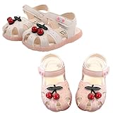 Abaodam Sommersandalen Mädchen Atmungsaktive Sandale mit Weicher Sohle Kirschmuster Rosa Größe 15 12 CM