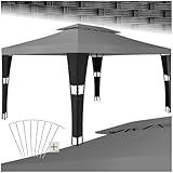 tectake® Poly Rattan Pavillon wetterfest, 3x4 m, Zelt, Sonnenschutz Balkon, Gartenpavillon, Partyzelt, Sonnenschutz Terrasse, Überdachung, Sonnenpavillon Garten - schwarz/anthrazit