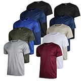 FMTYYPYDFS 10er-Pack Rundhals-T-Shirts für Herren, Rundhalsausschnitt, kurzärmelig, Sport-T-Shirt, Schwarz/Weiß/Grau/Armeegrün/Marineblau/Königsblau/Weinrot/Khaki, L