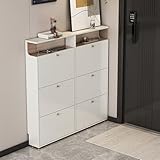 Schuhschrank mit 6 Klappschubladen, schmaler Schuhschrank für den Eingangsbereich, kippbare Schuhkommode aus Holz, für kleine Räume, Eingangsbereiche, Wohnzimmer, Schlafzimmer (119 x 100 x 1