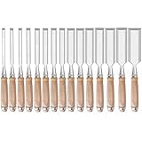 Holzmeißel-Set, Stahlkonstruktion, Massivholzgriff mit Hammerende für Holzbearbeitung, Schnitzerei, Schneidkopfbreite 6 mm 38 mm, 15-teiliges Set