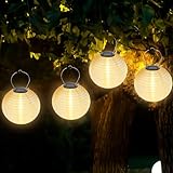 4 Stück Solar Lampions Außen Wetterfest: 20cm LED Laterne Wasserdicht Warmweiß Hängende Solar Gartenlaterne, Lichterkette Lampion für Garten, Terrasse