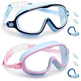 7 Stück Schwimmbrille Kinder Set, Verstellbare Silikon-Schwimmbrille, Anti-Beschlag, UV-Schutz, Taucherbrille Kinder für Kinder, Mädchen, Jungen