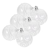 Gatuida 6 Stück Teiliges Weihnachtskugel Transparent Weiß mit Farbverlauf und Streifen Christbaumschmuck zum Aufhängen Dekorative Xmas Baumkugeln für Party und Festliche Weihnachtsdeko