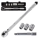 Drehmomentschlüssel 6tlg. Set 28-210Nm 1/2' CV inkl. 3 Stecknüsse und Verlängerung inkl. Koffer +/- 4% Toleranz, präziser Schraubenschlüssel mit Umschaltknarre