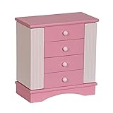Mele & Co. Since 1912 Elise Schmuckkästchen mit Musikalik, drehbar, Ballerina, Rosa und Weiß bemalt, mehrere Schubladen, Organizer für Mädchen, 9.5 x 5 x 10, Holz