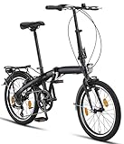 Licorne Bike CONSERES Premium Klapprad 20 Zoll Fahrrad für Herren Damen 6 Gang Schaltung Schwarz