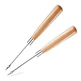 2 Stück Ahle, Leder Werkzeug, nähahle, Leder Nähen Werkzeug mit Holzgriff für Näh und Stanzwerkzeug zum Selbermachen Punching Diy Tool