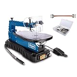 Scheppach Dekupiersäge DECO MAX + 64tlg. Werkzeugset Set | 90W Leistung | Schnitthöhe/-tiefe: 50/405 mm | Hubzahl 550 – 1500 U/Min | inkl. flexibler Welle