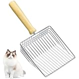 JUXINE Katzenstreuschaufel, Katzenstreuschaufel aus Metall, Katzenstreu Schaufel Mit Bequemlichkeit Holzgriff, Litter Box Scoop,Sand Leckage Abstand 7mm, Katzenschaufel Für Katzenklo, Katzenzubehör