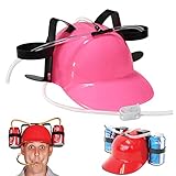 Trinkhelm Party Bierhelm,Helm mit Schlauch,Bauhelm Getränkehalter Bierhalter mit 2 Dosenhaltern und Trinkschlauch,Karneval Spaß Partyartikel,lustiger Bierhelm,Unisex,Vatertag Männer Geschenk (Rosa)