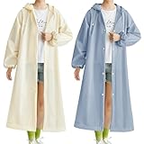 CALLYSONIC 2 Stück Regenponcho, Tragbare, Atmungsaktive Kapuze Rain Poncho, Regenponcho Wiederverwendbar (DE/NL/SE/PL, Numerisch, 21, Regular, Regular, Mandel)