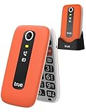 TRUE Seniorenhandy Klapphandy ohne Vertrag, 2,8 Zoll Farbdisplay, großen Tasten Handy für Senioren mit Schrittzähler, Sturzalarm, SOS Notruftaste, Ladestation, 512MB microSD-Karte, S70, Orange