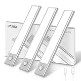 JVURICE Schranklicht mit Bewegungsmelder, LED Schrankbeleuchtung,20cm Ultradünnes Aluminium 6500K & Dimmbar, 1500mAh USB Akku Beleuchtung, Magnetlampe Kabellos für Flur Küche Treppe (3er Pack)