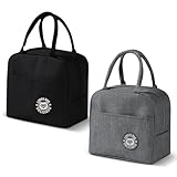 Rierousy Lunchtasche Isoliert, Kühltasche Klein, lunchbox Tasche, Isoliertasche Mit Folienfutter, Tragbar Faltbar für Frauen Männer Arbeit Schule Büro Picknick 2pcs