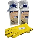 zbs24 Lithofin KF Schimmel-Ex 500ml, entfernt schwarze Stockflecken, Schimmel, Pilze, Algen, für Fliesen, Fugen, Putz und Mauerwerk, inkl. Latex Handschuhe Gr. 8 (2 x 500ml)
