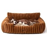 MEWOOFUN Hundesofabett - Katzenbetten für Hauskatzen Weich und Flauschig, Katzensofabett Kleines Hundebett für Hunde und Katzen, Beruhigendes Hundebett (Braun, 91x72x30cm)