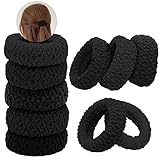 10 Stück Dickes Baumwolle Haargummi, FUKPO Nahtlose Haarbänder Haargummis Elastische für Damen Mädchen Dehnbares Pferdeschwanz Halter, Zopfgummis Keine Knicke Rutschfeste Haar Gummibänder(Schwarz)