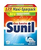 Sunil aktiv Pulver - Vollwaschmittel - für 120 Wäschen - Flecklösekraft, hautverträglich, mikroplastikfrei, vegan - 6 kg