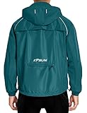 KPSUN Herren Fahrradjacke zum Radfahren, Laufen, winddicht, reflektierend, wasserdicht, leicht, verstaubar, Grün , X-Large