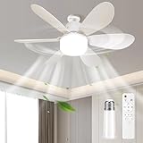 BomKra Deckenventilator mit Beleuchtung und Fernbedienung Leiser - 30W LED Deckenleuchte mit Ventilator, 3 Geschwindigkeiten, 3 Modi Dimmbar, Timer, Lampe mit Ventilator für Schlafzimmer