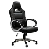 IWMH Bürostuhl,Gaming Stuhl, ergonomischer Drehstuhl, Computerstuhl Arbeitsstuhl Schreibtischstuhl, Höhenverstellung und Wippfunktion,Schwarz