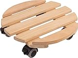 Metafranc Pflanzenroller Ø 300 mm - 60 kg Tragkraft - Kiefer-Platte - Natur - TPE-Rollen mit 4 Feststellern / Indoorroller / Blumenroller / Transporthilfe für Pflanzen / 825220
