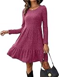 Zetieny Kleider für Damen Langarm Pulloverkleid Frauen Rundhalsausschnitt A-Linie Freizeitkleid Herbst und Winter