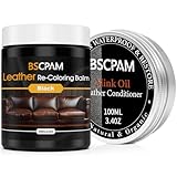 BSCPAM Schwarz Leder Recoloring Balsam mit Nerz Öl Leder Conditioner, Leder Reparatur Kits für Sofas, Restaurierung Creme Kratzer Reparatur Lederfarbe für Vinyl Möbel Auto Sitz, Sofa, Schuhe