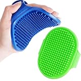 BRILLIRARE 2 Stück Badebürste Gummistriegel, Hochwertige Weiche Silikonbürsten Bürste mit verstellbarem Griff für Hunde Katzen Haustier Kurzhaar & Langhaar mit Massageeffekt, Shampoo Schrubben Kämme