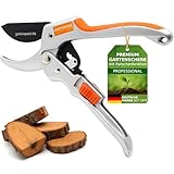 GARTENPAUL Gartenschere Premium mit Ratschenfunktion, robuste Profi Ratschen Garten-Schere, 30 Jahre Qualität, Astschere Rosenschere Rasenkanten Gartengeräte Rasen Baum Strauch Pflanzenschere