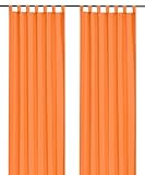 heimtexland ® Dekoschal mit Schlaufen und Kräuselband Uni orange HxB 245x140 Blickdicht Aber Lichtdurchlässig - Vorhang natürlich matt einfarbig - Schlaufenschal Bandschal ÖKOTEX Gardine Typ117