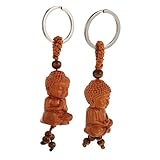 BESTYASH 2st Buddha-schlüsselanhänger Plüsch Statue Dekoration Hängen Dekorativer Schlüsselanhänger Zen-Garten- Ornamente Vintage- Im Freien Partygeschenk Holz Light Brown