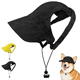 OFFCUP Hunde Baseballmütze Mütze Verstellbar Hunde-Sonnenhut mit Ohrlöchern Outdoor Hundecap Sommer Reise Hut Sonnenhüte Sonnenschutz Sport Sommer-Haustier-Visier für Welpen Katzen (Schwarz, XL)