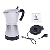 KOLHGNSE Espressokocher Elektrisch, Espressokocher mit Basis 6 Tassen 300ML 480W Espresso Bereiter Maschine Espressokanne Aluminium