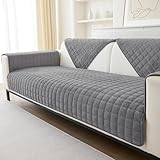 Flanell Sofabezug 1 2 3 4 Sitzer Sofabezüge Couch Überzug L Form Ecksofa Sofa Couch Überwurfdecke, Sofahusse Sofaüberwürfe rutschfest Sofa Abdeckung (Dary Gray, 70 * 150cm Stückweise Verkauft)