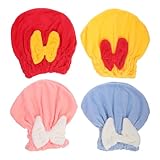 MUELODSIC 4 Stück Schnelltrocknende Haarturban aus Weichem Korallenfleece mit Schleife Saugfähige Haartrocknerkappe für Damen Geeignet für Langes Dickes und Lockiges Haar Hitze und Schützt