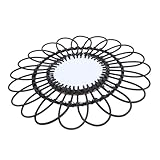 TOYANDONA Schwarzer Rattan wandspiegel Dekorativer Makeup Spiegel Handgefertigt Eleganter Wanddeko Spiegel für Wohnzimmer Schlafzimmer Badezimmer