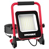 HYCHIKA LED Baustrahler,50W 5500LM Arbeitsleuchte, LED Arbeitsleuchte mit Stecker, IP65 Wasserdicht Baustrahler LED mit 3M Kabel, Tragbar Baustrahler für Werkstatt oder Baustelle,Garage, 6500K