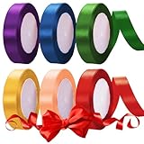 6 Farben Polyester Satinband 20mm X 22M Geschenkband Breit, Bunte Satin Band Seidenband, Geschenkband Stoff, Satinbänder, Geschenkbänder Satin für Hochzeit Dekoration, Geschenk Verpacken, Basteln