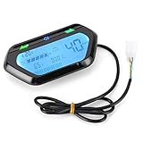 Keenso Motorrad Tacho, 60V Universal Motorrad Kilometerzähler Drehzahlmesser Digital LCD Display Motorradanzeige Geschwindigkeitsmesser