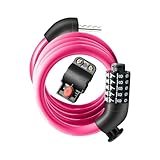 Kabelschloss – Hochsicherheitskabel mit 5 Ziffern | Wasserdichtes Schloss mit zurücksetzbarem Code, für Reisen, Schule, Weg, Scooter, Berg, Camping, Strand