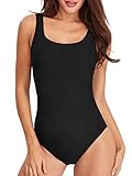 PANAX Professioneller Damen Schwimmanzug - Sportlicher Badeanzug mit herausnehmbaren und vorgeformten Softcups Alle Schwarz, Größe XL
