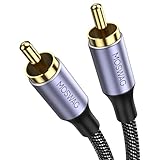 MOSWAG Subwoofer Kabel, Digitales RCA Koaxialkabel Premium, Cinch Kabel Subwoofer, 1 Cinch auf 1 Cinch, Vergoldet 24k, Geflochtenes Nylon, Für Heimkinos, Audiosysteme, Verstärker/HiFi (2M)