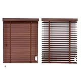 Holzjalousie Innen Nach Maß, Sichtschutz Verdunkelung Jalousette Echtholz, Holz Jalousie 5cm Lamellen extra breit für Fenster Wohnhaus Bürogebäude Wintergarten(Braun)