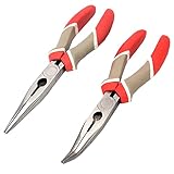 2er SET Kraft Spitzzange Elektriker Flachrundzange Telefonzange Telefon Zange Gerade Gebogen 20cm Radiozange 24-301-34-111