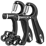 Hanamura Active Handtrainer - 5-60 kg - Unterarmtrainer für Kraftraining - 2 Unterarm Trainingsgerät mit 2 Fingertrainers - Trainingsgeräte für Bouldern - 2 Stück Griffkraft Trainer